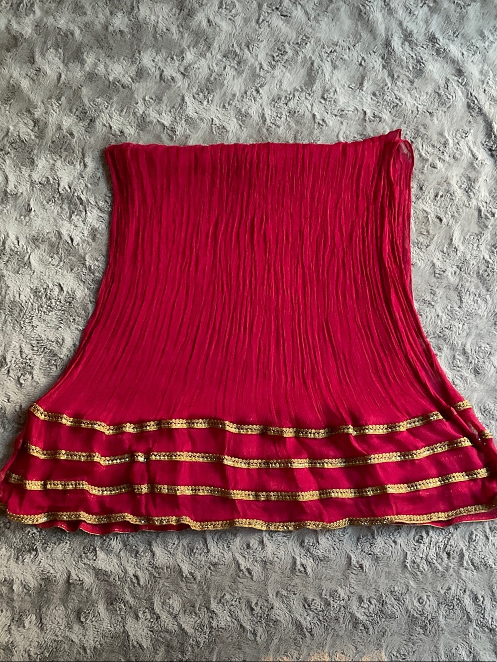Women’s Red Scarf \ Dupatha with Gold Trim
